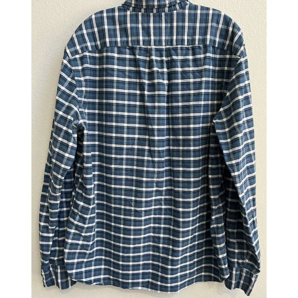 J. Crew Men's Adult Sz XL Button Shirt Long Sleeve Blue Gingham Flex Oxford Slim